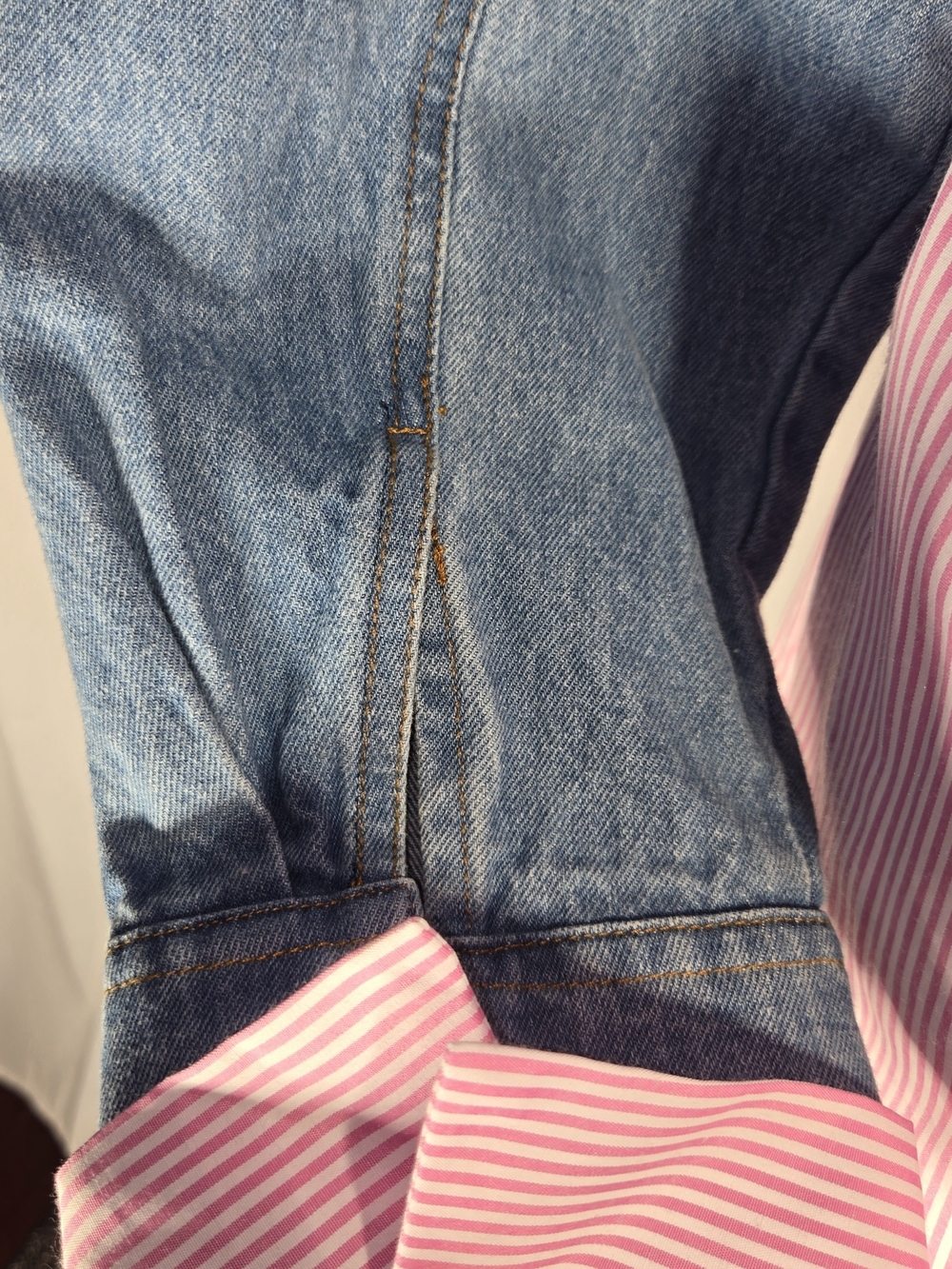 🌸 NWT TOV Holy Los Angeles Mixed Media Denim & Striped Shirt Dress - Picture 15 of 16